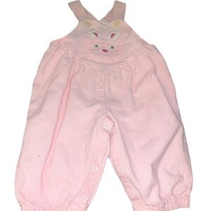 Vintage Pink Corduroy Bunny Overalls Jumper Bubble Legs Size 3/6 Months